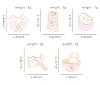 Kawaii Pink Cat Pin Set size description